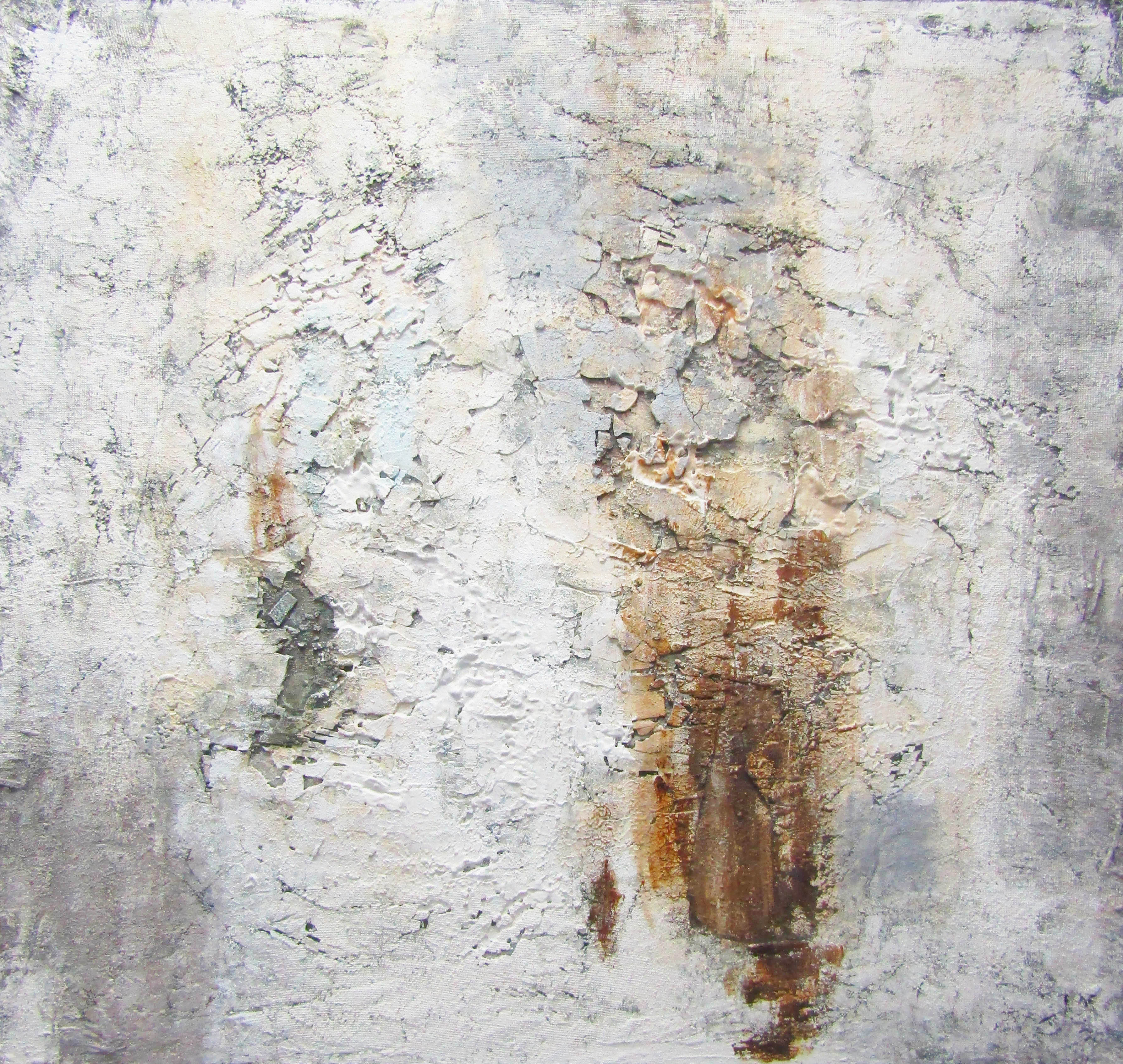 PXYW689 Wall décor art oil on canvas abstract grey brown tones